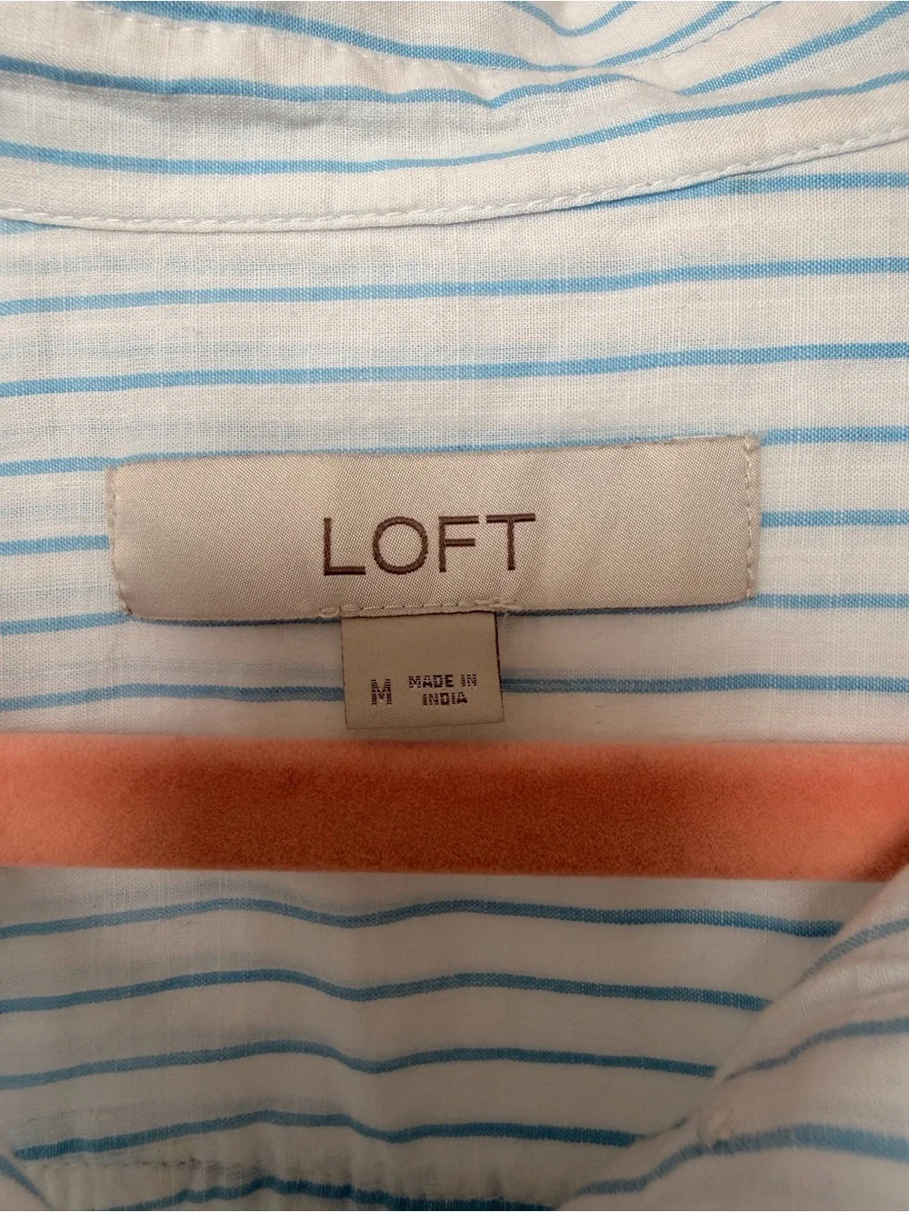 LOFT White Top with Light Blue Stripe